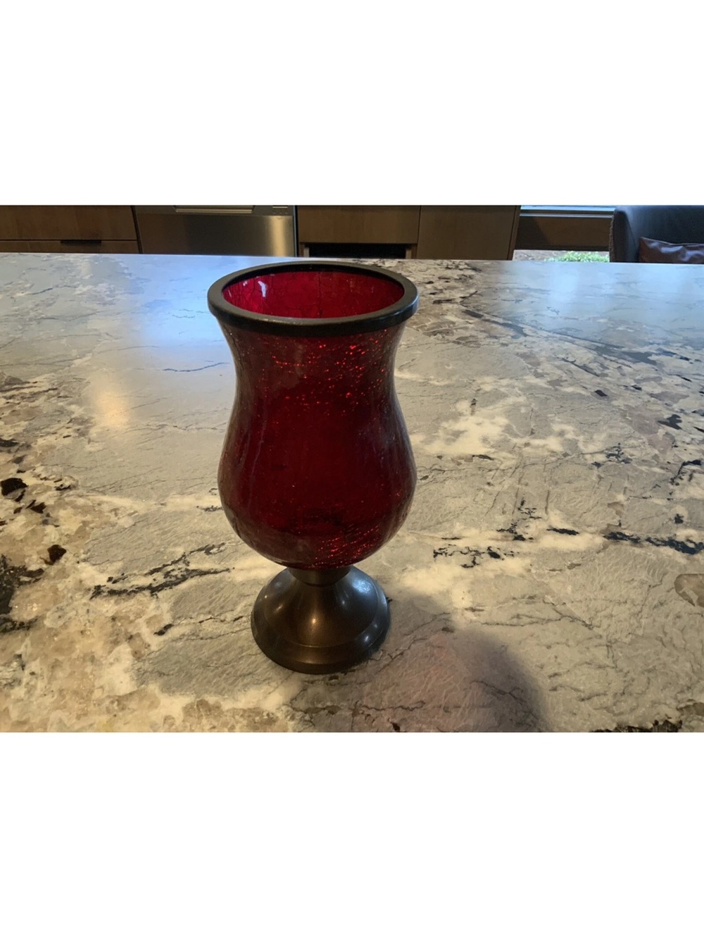 Decorative Red Glass Candle Holder